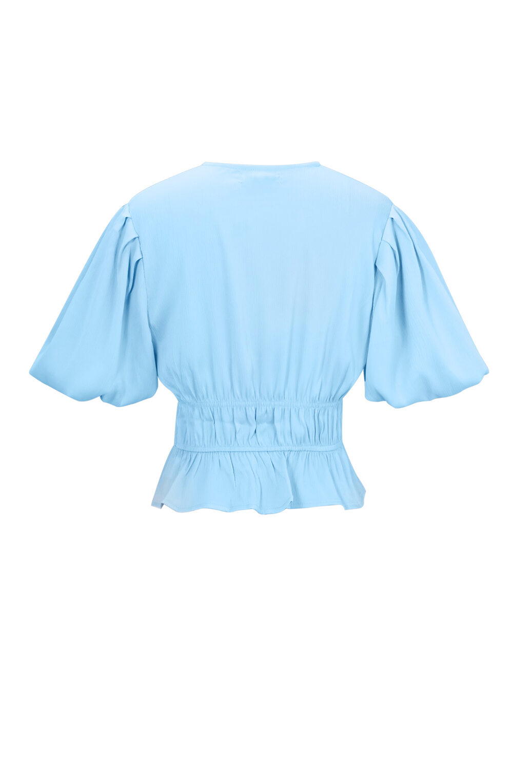 Polyester Women's Short Sleeve Top Puff Sleeve Tie Waist h5Picture3