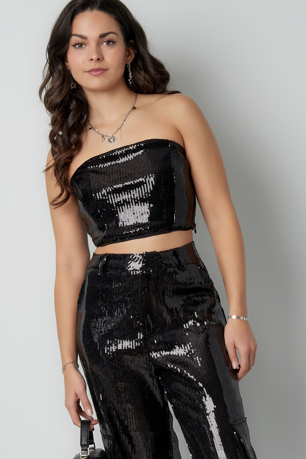 Polyester Sequined Women's Sleeveless Top Strapless Party Wear Picture7