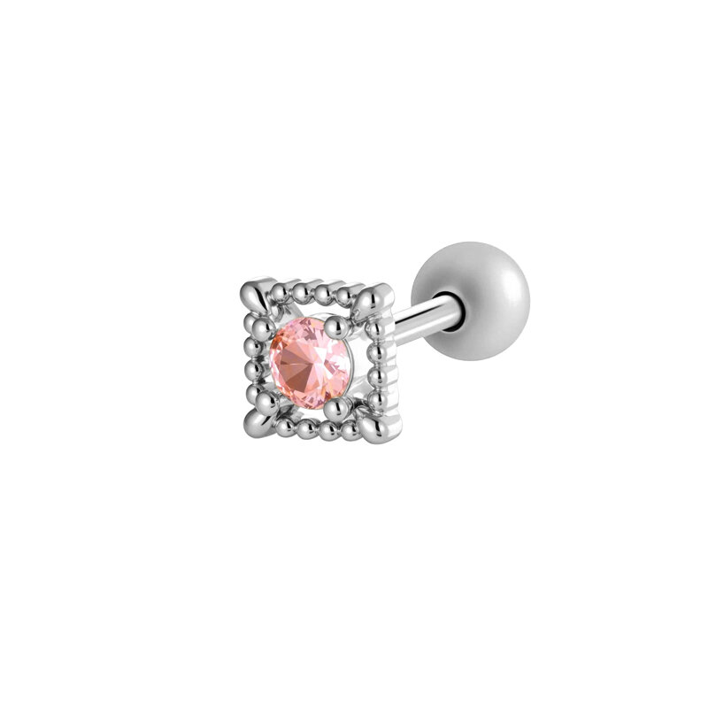 Orecchino piercing in zircone color oro e rame a forma di cuore, 1 pezzo