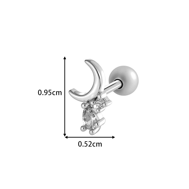 Orecchino piercing in zircone color rame e oro a forma di cuore e stella, 1 pezzo h5Immagine2