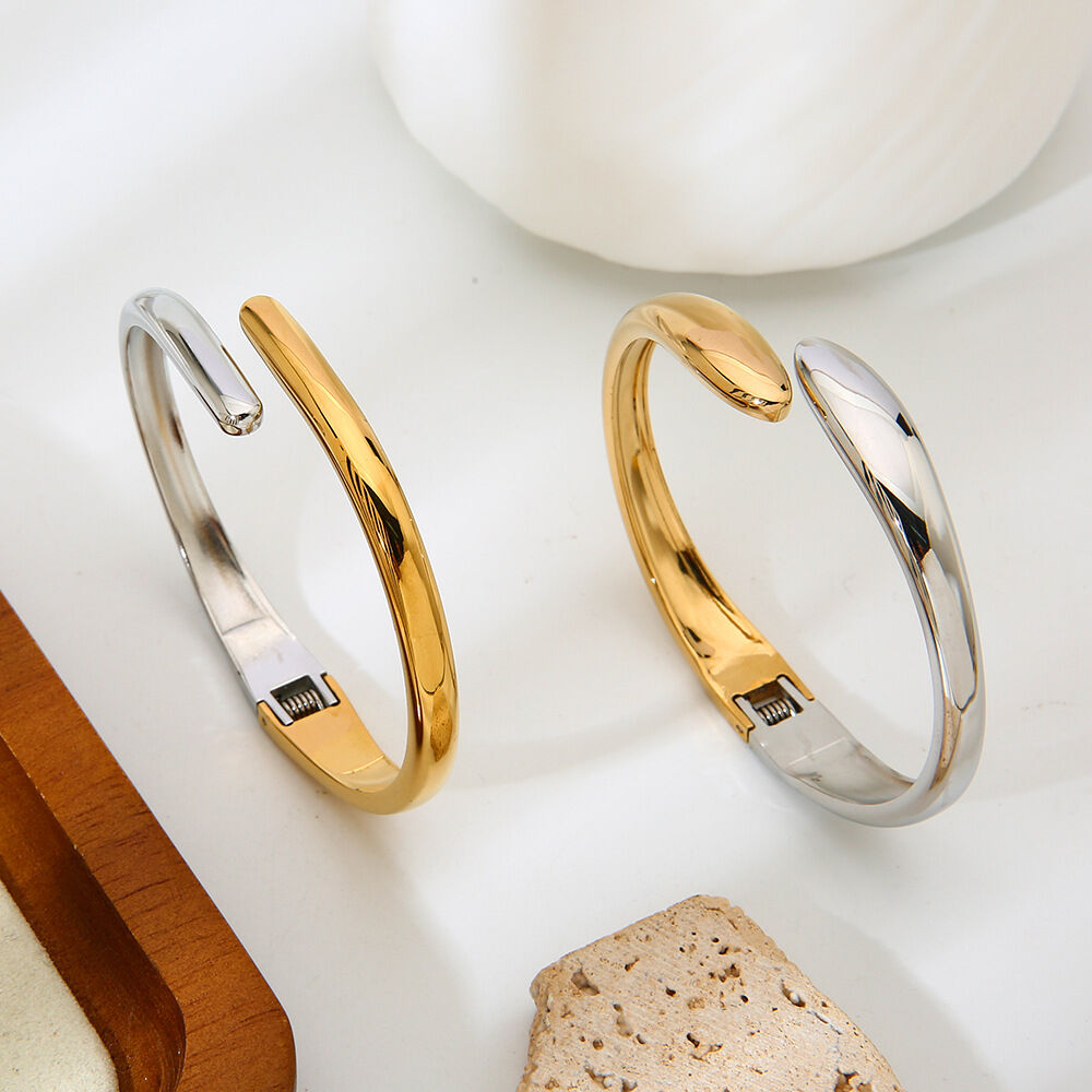 1 stuk eenvoudige serie dagelijkse onregelmatige vorm roestvrijstalen waterdichte gouden damesarmband h5Afbeelding2