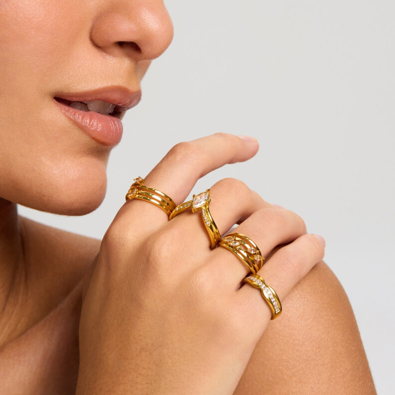1 stuk luxe, elegante, onregelmatig gevormde, uitgeholde, waterdichte statement ring van roestvrij staal Afbeelding2
