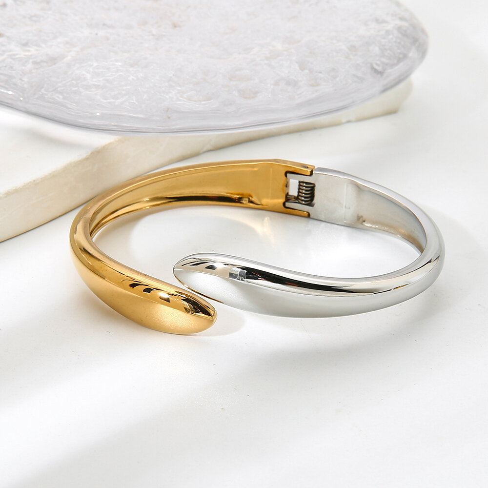 1 stuk eenvoudige serie dagelijkse onregelmatige vorm roestvrijstalen waterdichte gouden damesarmband h5Afbeelding5