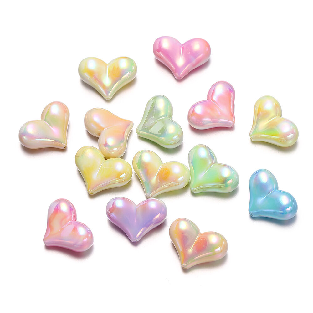 Cuentas acrílicas con forma de corazón para hacer joyas, hechas con UV de colores Imagen2