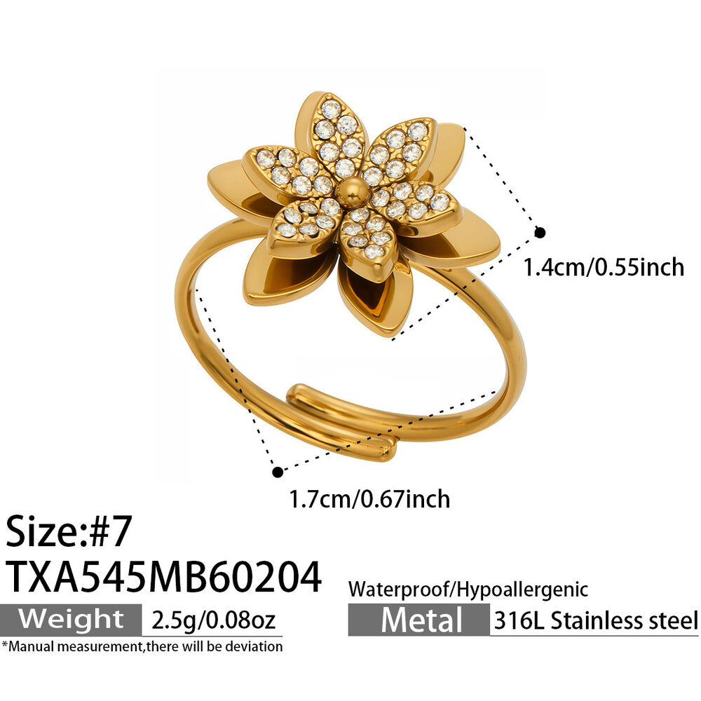 Set di gioielli da donna in acciaio inossidabile color oro con zirconi, impermeabili e anti-ossidazione