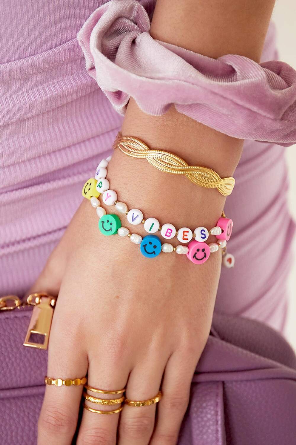 Emoticon Bracciale In Acciaio Inossidabile Gold Stainless Steel h5Immagine2