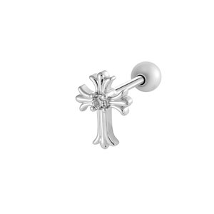 Orecchino piercing in zircone color rame e oro a forma di croce a forma di cuore, 1 pezzo h5