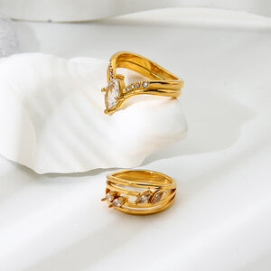 1 stuk luxe, elegante, onregelmatig gevormde, uitgeholde, waterdichte statement ring van roestvrij staal h5 Afbeelding4