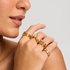 1 stuk luxe, elegante, onregelmatig gevormde, uitgeholde, waterdichte statement ring van roestvrij staal h5 Afbeelding2