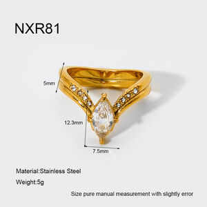 1 stuk luxe, elegante, onregelmatig gevormde, uitgeholde, waterdichte statement ring van roestvrij staal h5