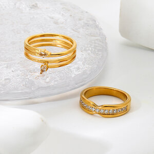 1 stuk luxe, elegante, onregelmatig gevormde, uitgeholde, waterdichte statement ring van roestvrij staal h5 Afbeelding3