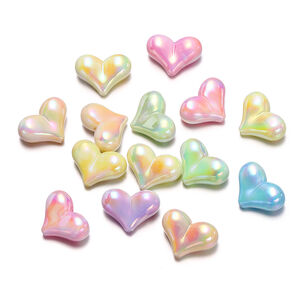 Cuentas acrílicas con forma de corazón para hacer joyas, hechas con UV de colores h5 Imagen2