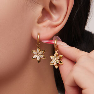 Set di gioielli da donna in acciaio inossidabile color oro con zirconi, impermeabili e anti-ossidazione h5 Immagine3