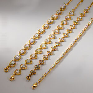 Romantisches Blumenarmband aus Edelstahl, wasserdicht, goldfarben, mit Strasssteinen h5 Bild3