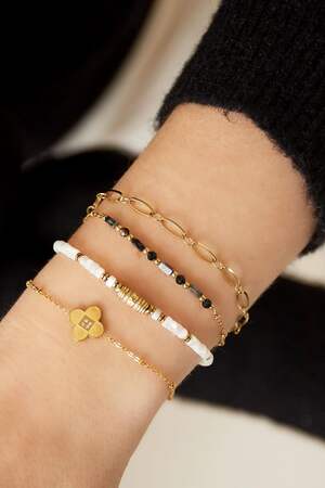 Zweireihiges Armband mit Perlen Goldfarbe Achat h5 Bild2