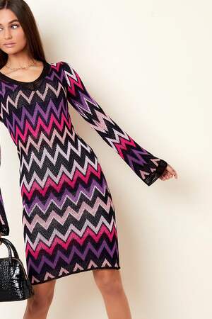 Viskose Damen Midi Kleid Zickzack Muster h5 Bild4