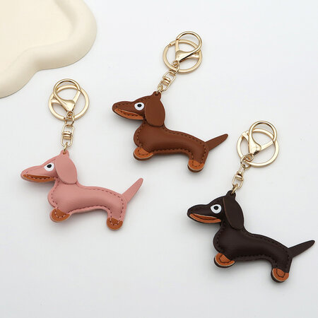 1 Piece Cute Dog PU Keychain