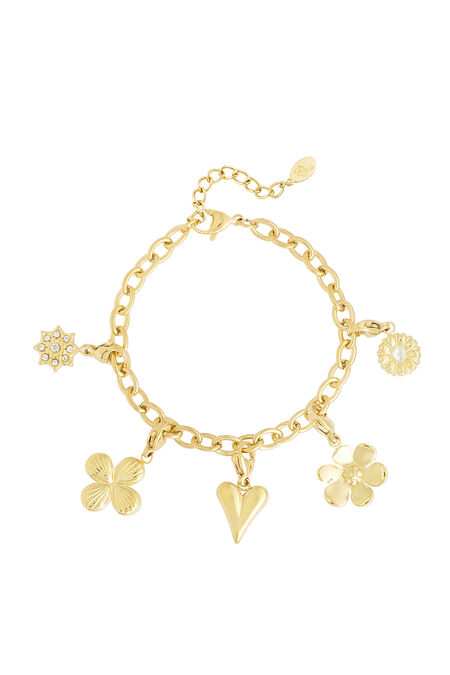 Armband mit herzförmigen Anhängern – Goldfarbe - Goldfarbefarbe 2