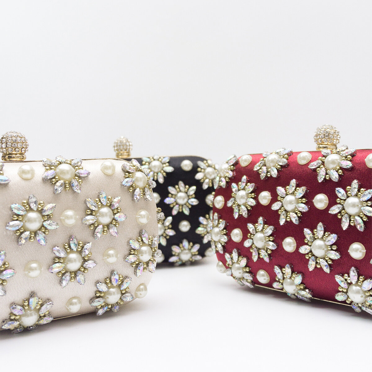 Evening Bag Style Romantic Flower Beads Fabric Women's Clutches h5Picture2