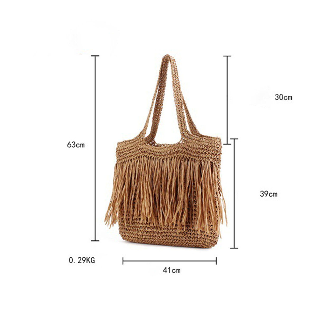 Vacation Style Woven Solid Color Tassel Paper Women's Tote Bag h5Picture6
