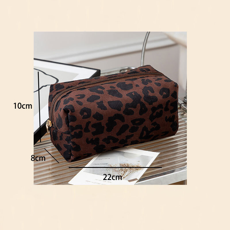Retro Leopard Print Fabric Women's Makeup Bags h5 Picture2
