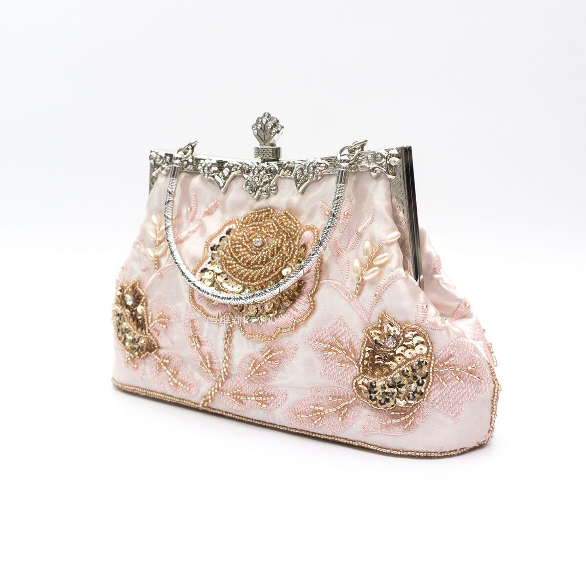 Evening Bag Style Beaded Embroidery Flower Fabric Women's Clutches h5 Picture2
