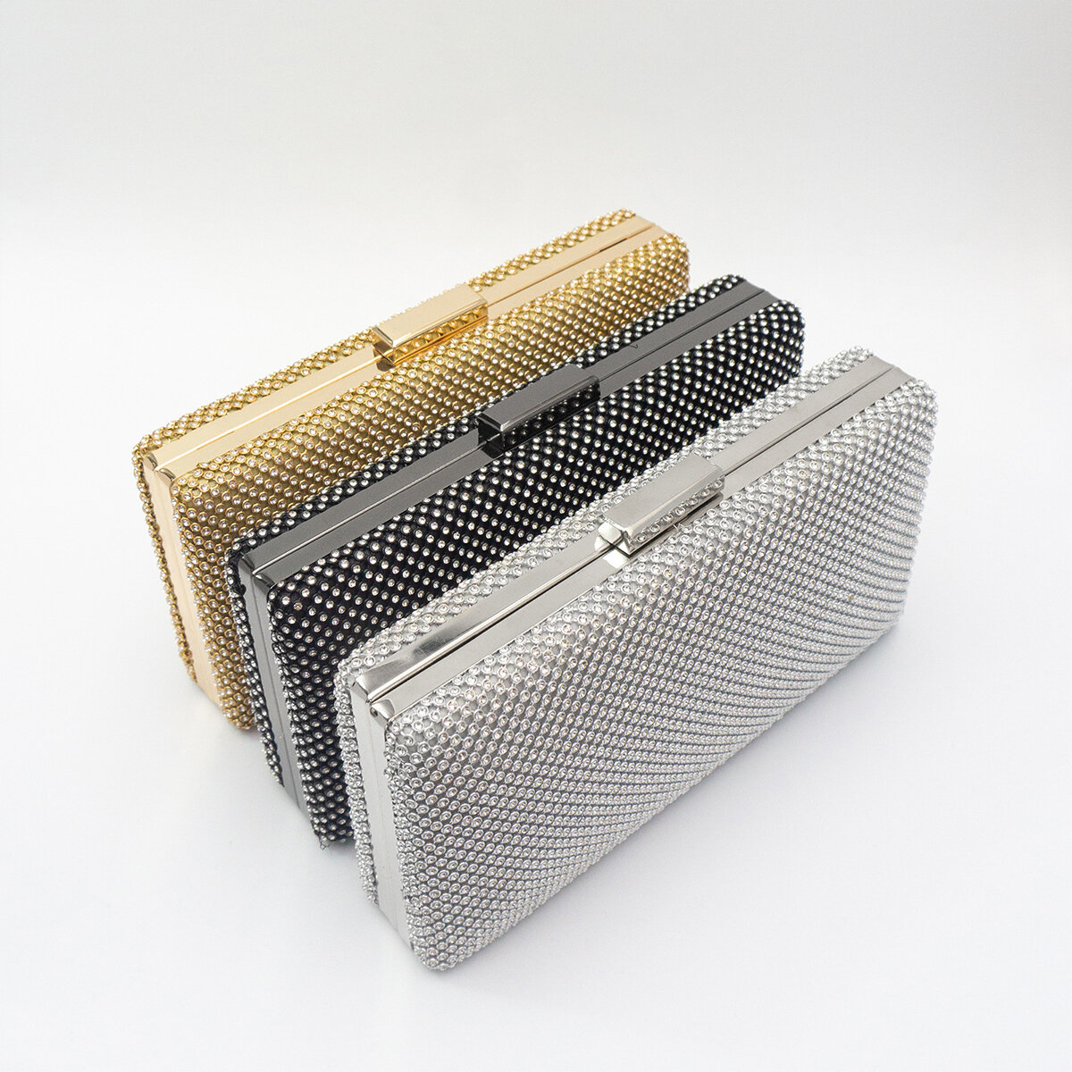 Evening Bag Style Square Box Shape Solid Color Rhinestone Women's Clutches