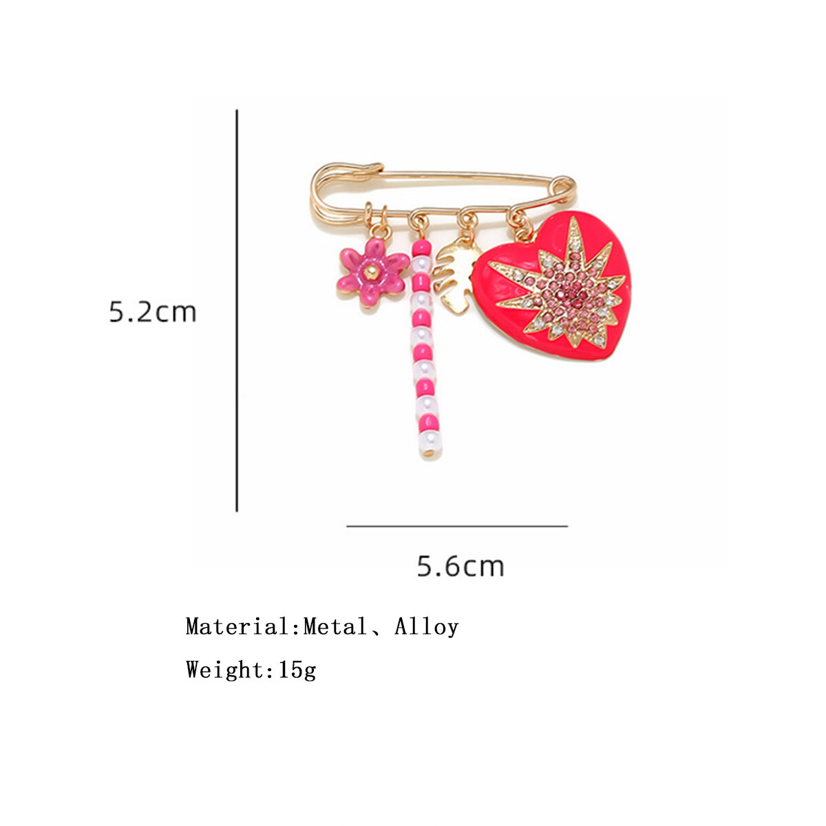 Sweet Flower Heart Alloy Brooches 