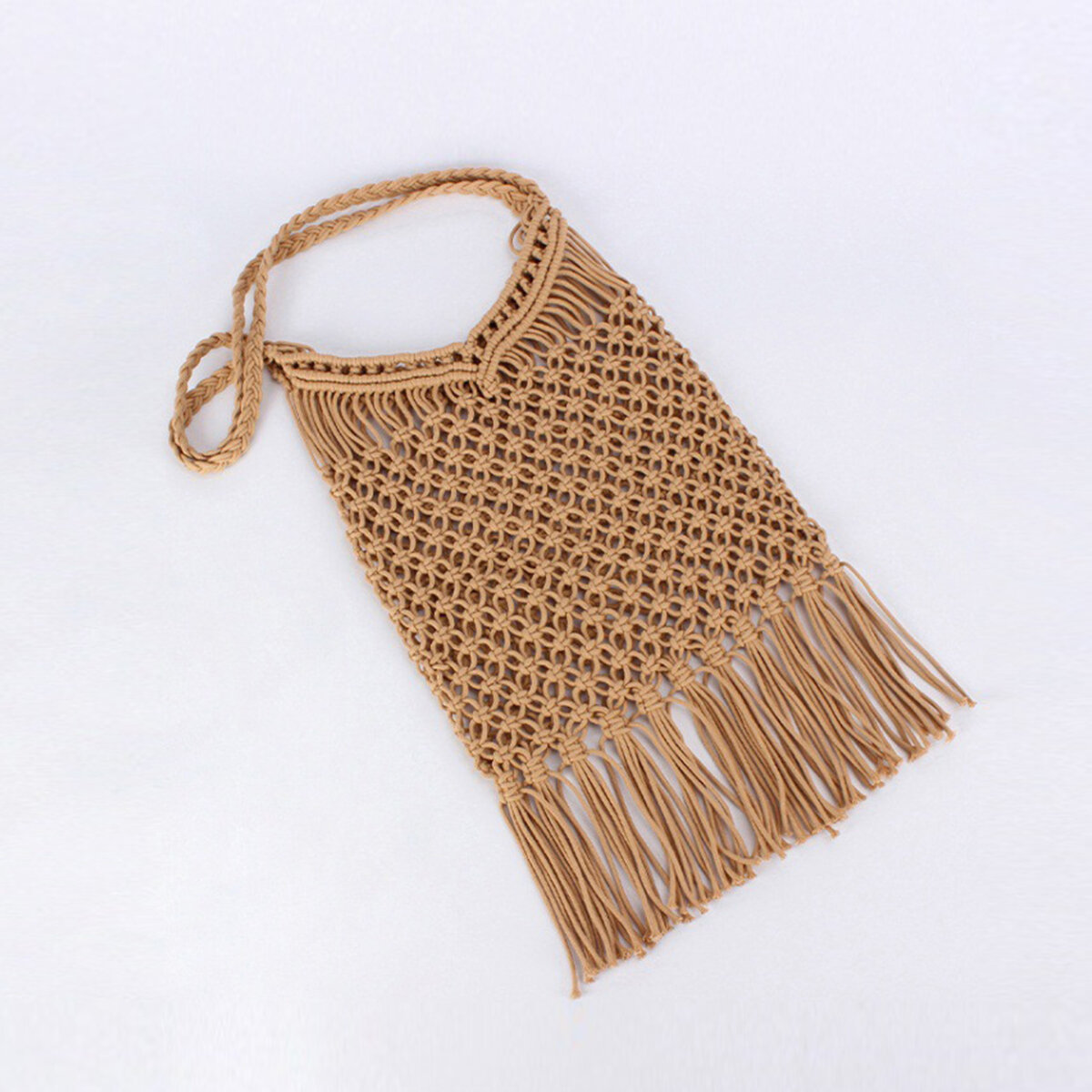 Vacation Style Woven Solid Color Hollowed-Out Braided Rope Women's Hobo Bag h5Picture2