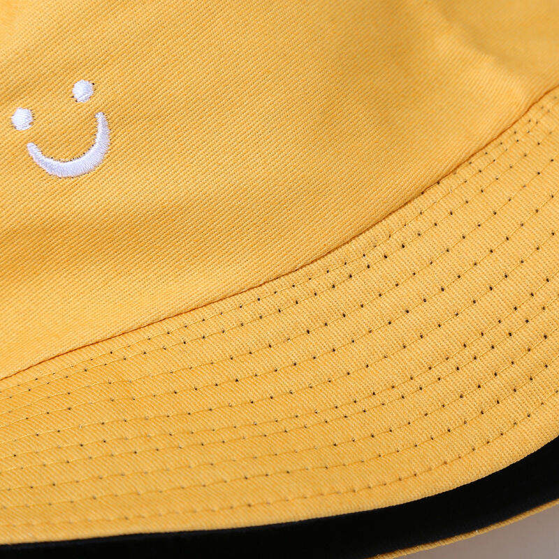 Simple Smiling Face Embroidery Fabric Bucket Hats h5Picture4