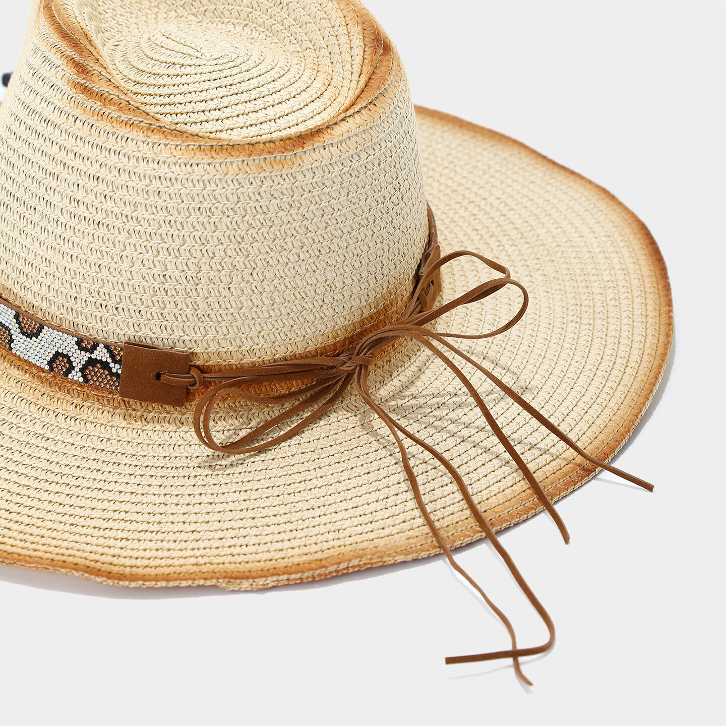 Vacation Leopard-patterned Crystal Women's Straw Hats h5 Picture5