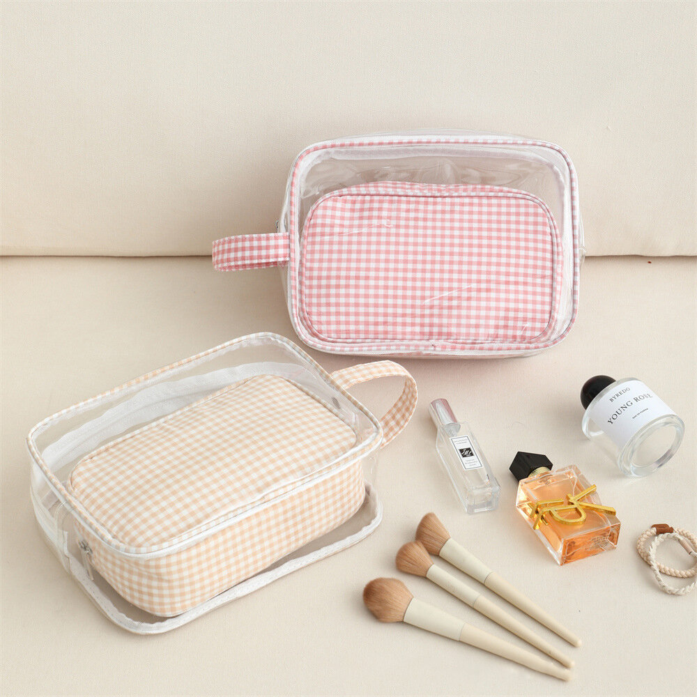 1 Piece Casual Plaid PVC Makeup Bag Picture2
