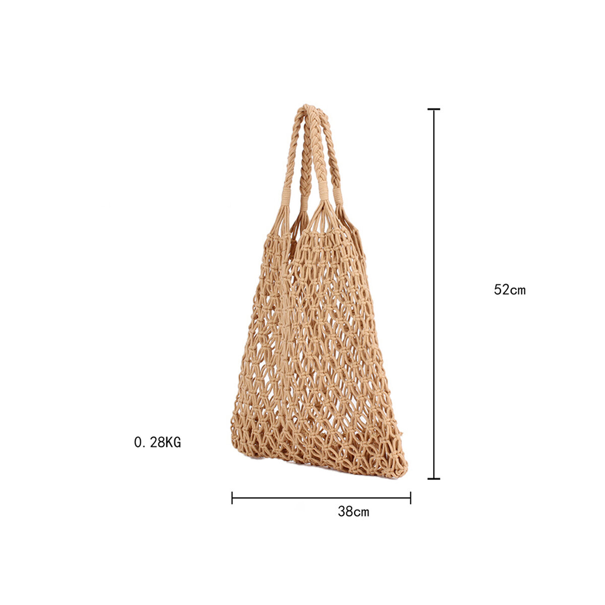 Vacation Style Woven Solid Color Hollowed-Out Braided Rope Women's Beach Bag h5Picture5