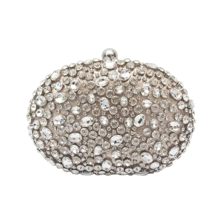 Avondtasje in de stijl van een glazen clutch met steentjes voor dames