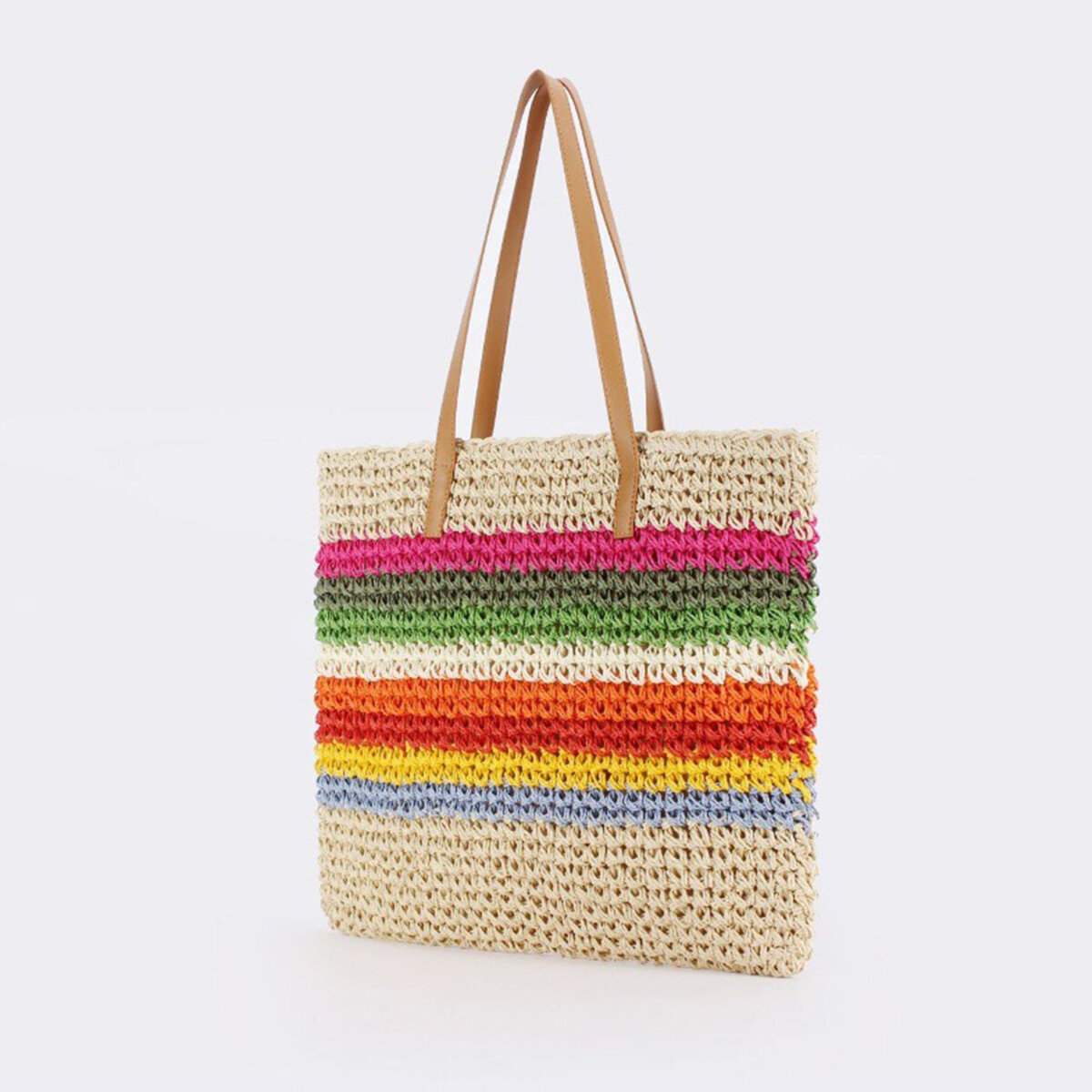 Vacation Style Woven Stripe Beach Bag h5 Picture2