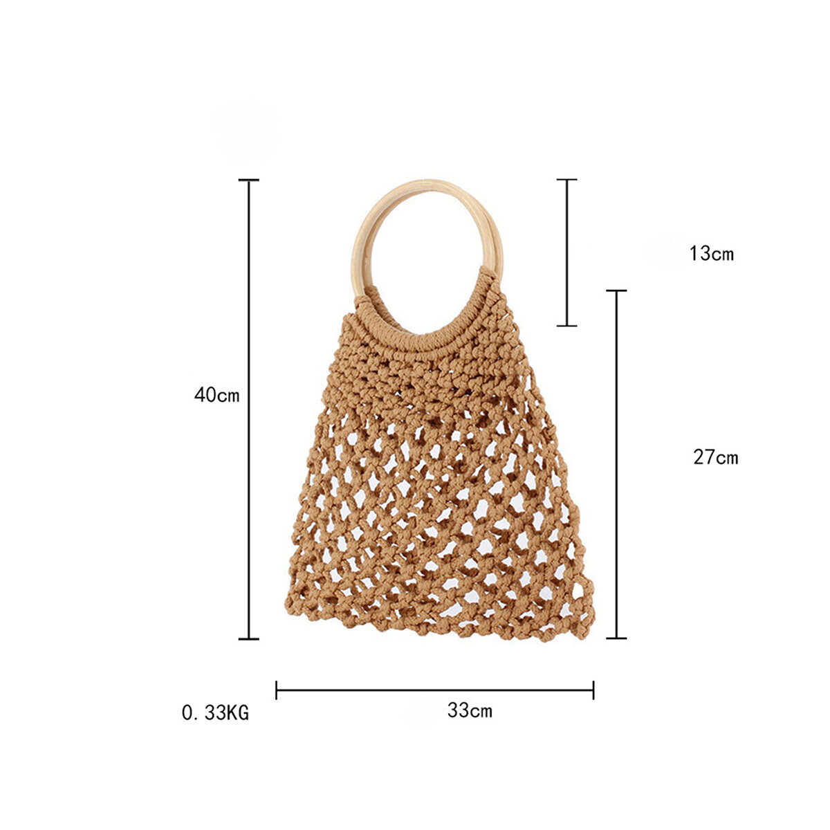 Vacation Style Woven Solid Color Hollowed-Out Braided Rope Women's Trapezoid Bag h5 Picture5