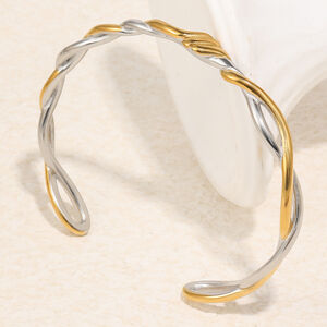 Simple Twist Stainless Steel Waterproof MixedColor Women's Cuff Bracelets h5 Picture6