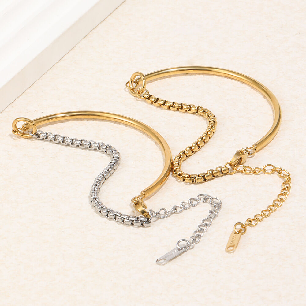 Simple Chain Stainless Steel Waterproof Mixed Color Women's Chain Bracelets h5 Picture5