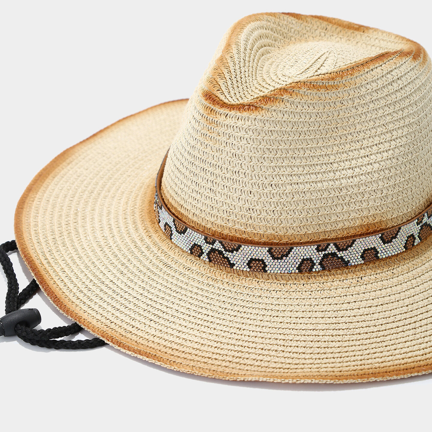 Vacation Leopard-patterned Crystal Women's Straw Hats h5 Picture4
