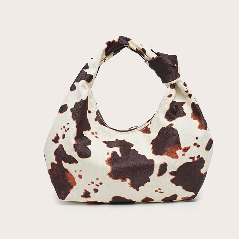 Streetwear stijl damesarmtas met koeienprint van PU-leer