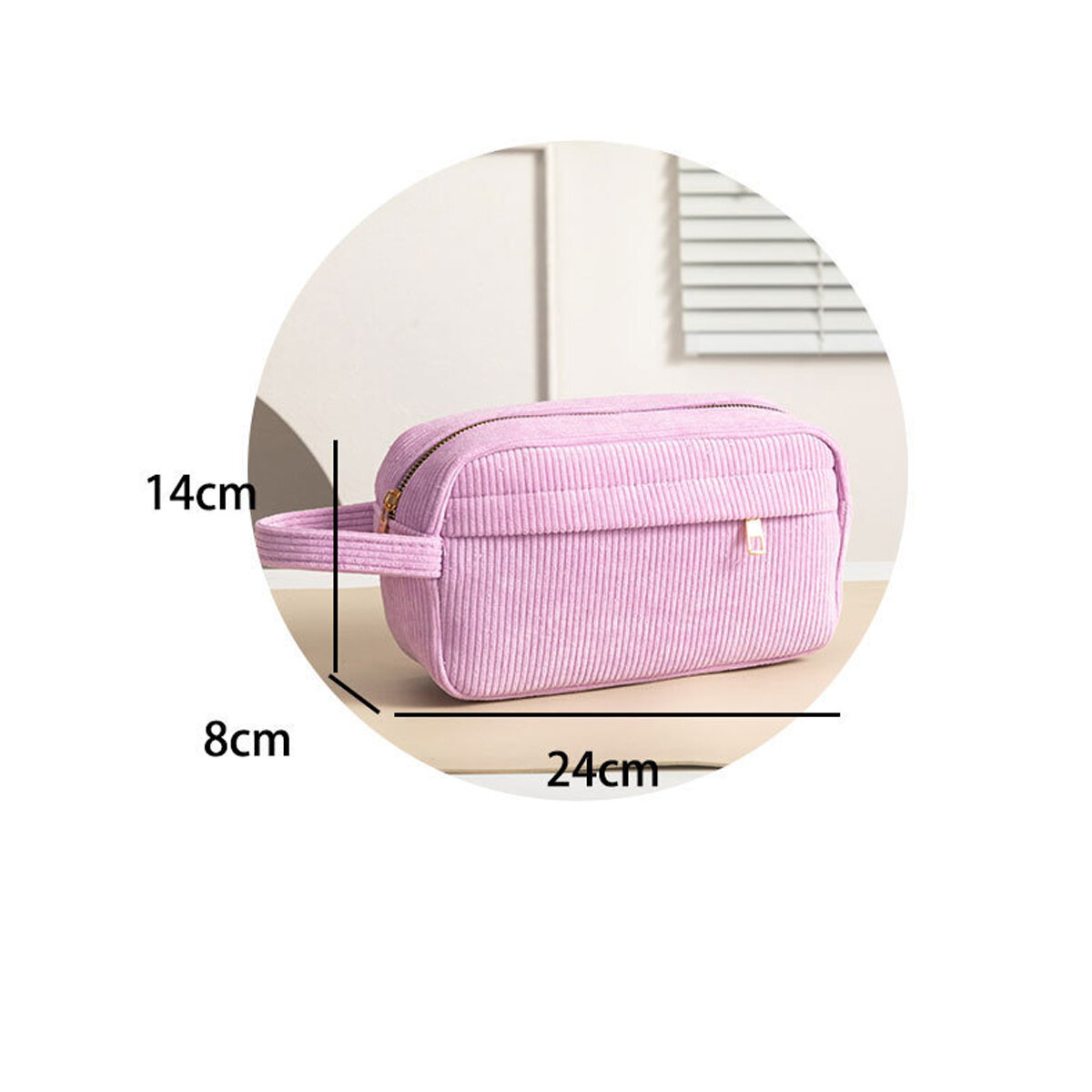 Simple Solid Color Corduroy Women's Makeup Bags h5 Picture5
