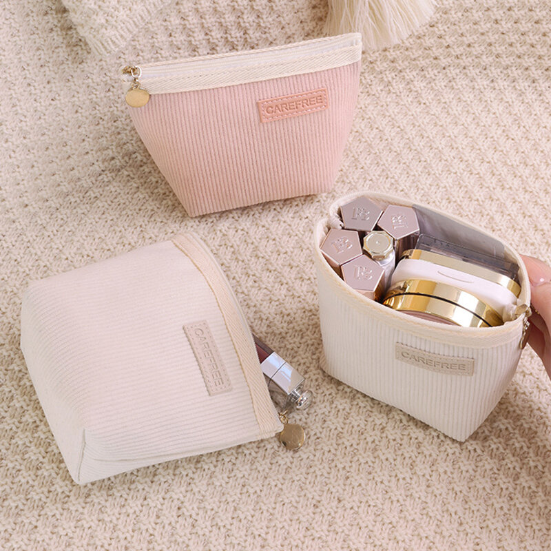 Simple Solid Color Corduroy Women's Makeup Bags Picture2