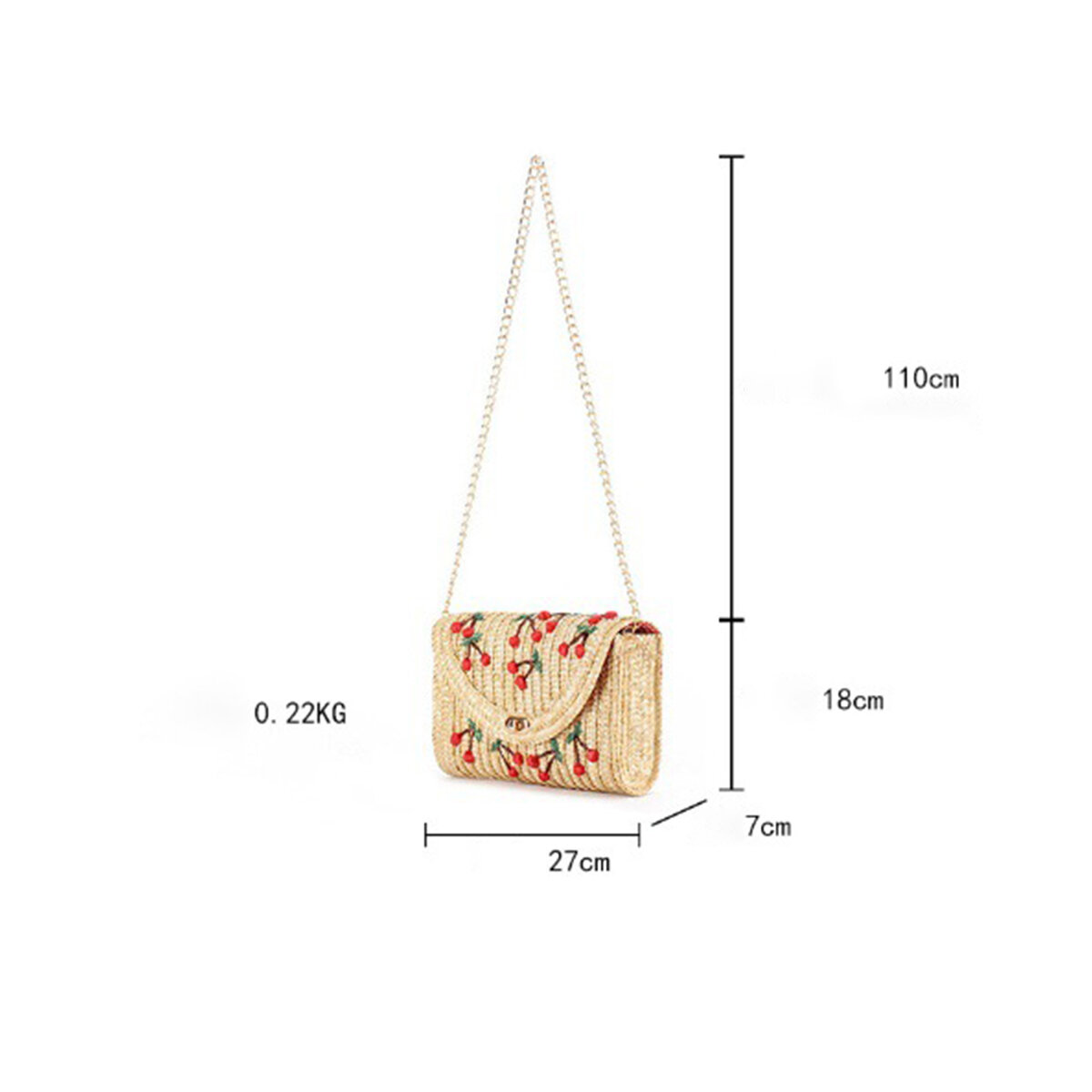 Vacation Style Woven Cherry Straw Women's Square Bag h5 Picture2