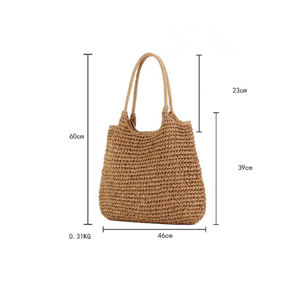 Vacation Style Woven Solid Color Paper Women's Tote Bag h5Picture5
