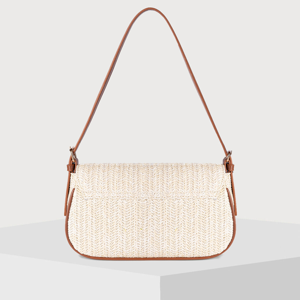 Causal Style Woven Solid Color Straw Women's Saddle Bag h5Picture2