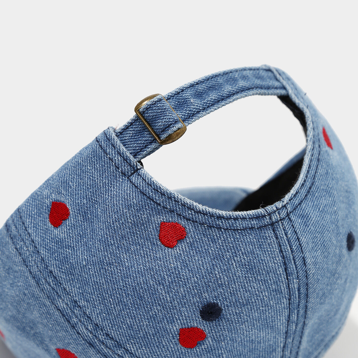 Sweet Heart Embroidery Denim Fabric Women's Baseball Cap h5 Picture7