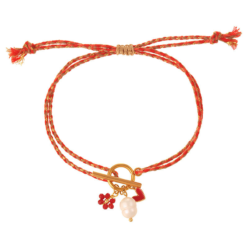Doppellagige, geflochtene Armbänder mit Edelstahl-Anhängern (wasserfest) 2