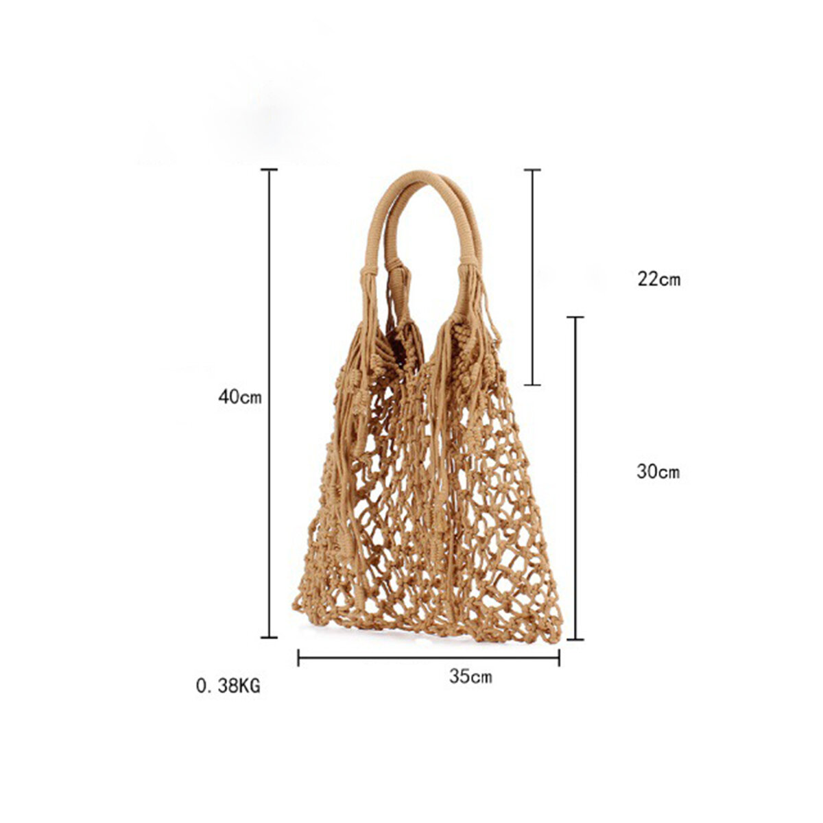 Vacation Style Woven Solid Color Hollowed-Out Braided Rope Women's Beach Bag h5Picture5
