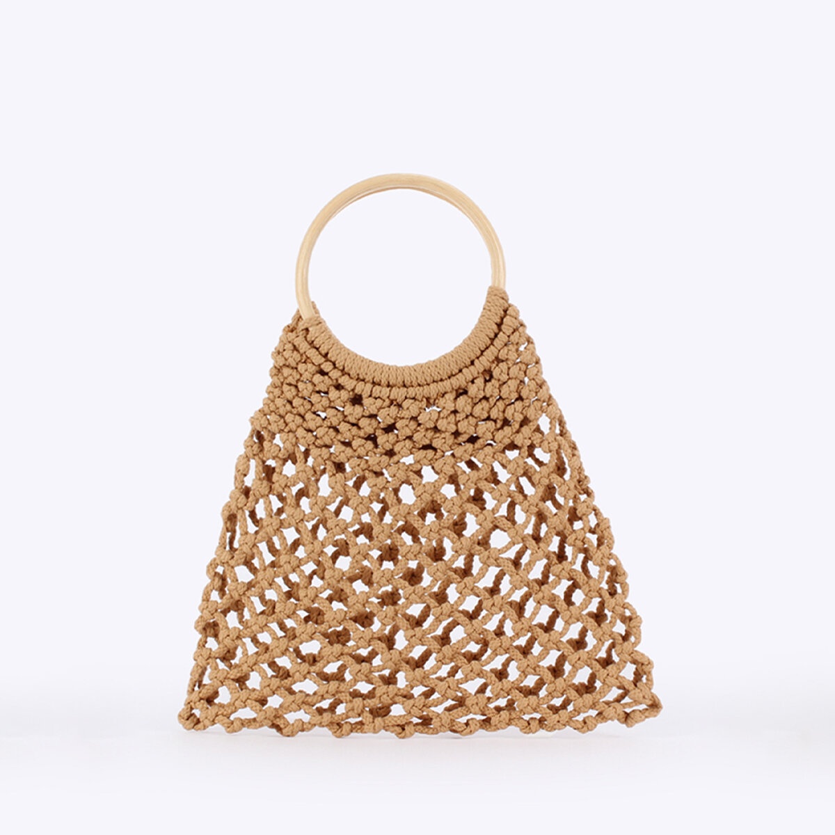 Borsa trapezoidale da donna in corda intrecciata a tinta unita, stile vacanza.