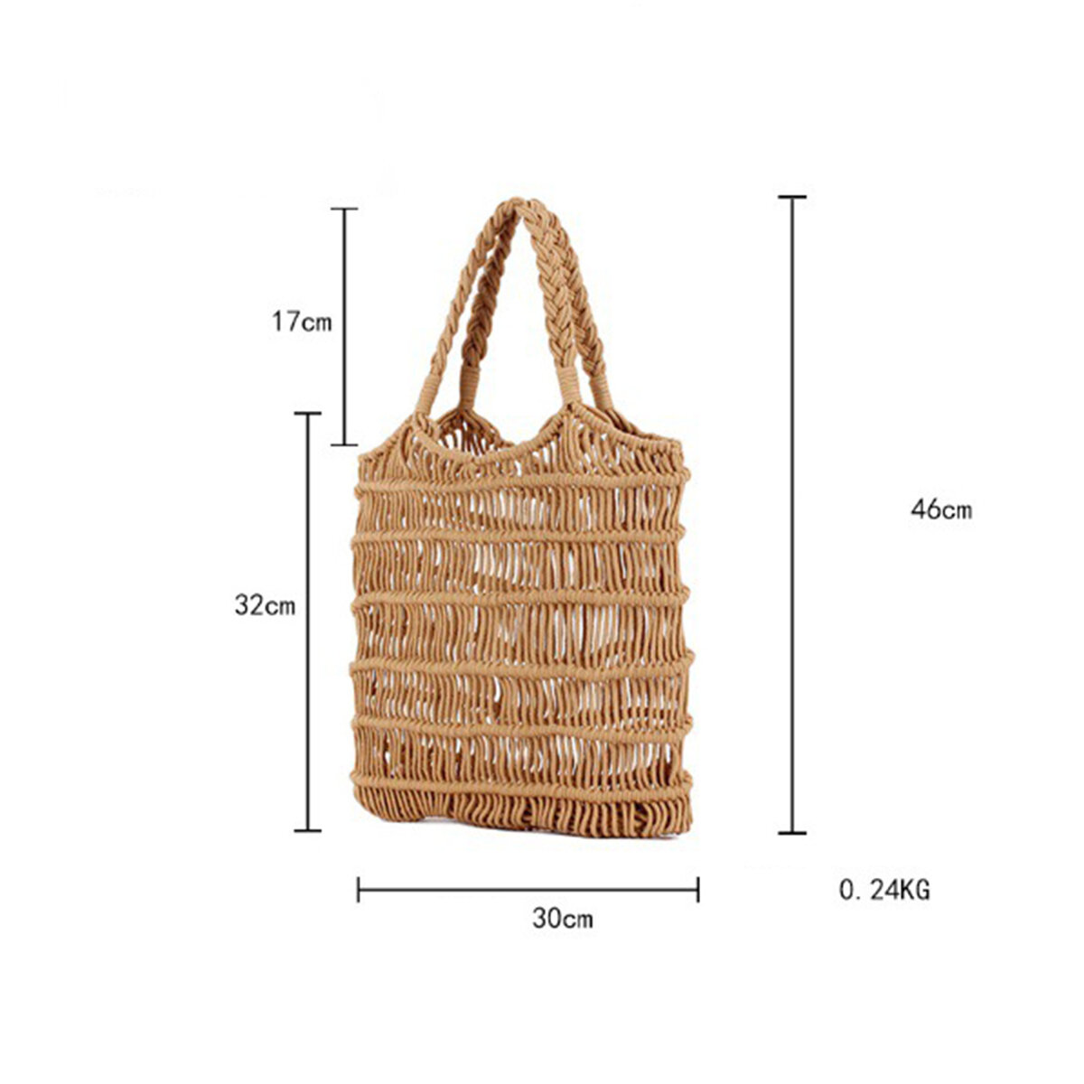 Vacation Style Woven Solid Color Hollowed-Out Braided Rope Women's Tote Bag h5Picture6